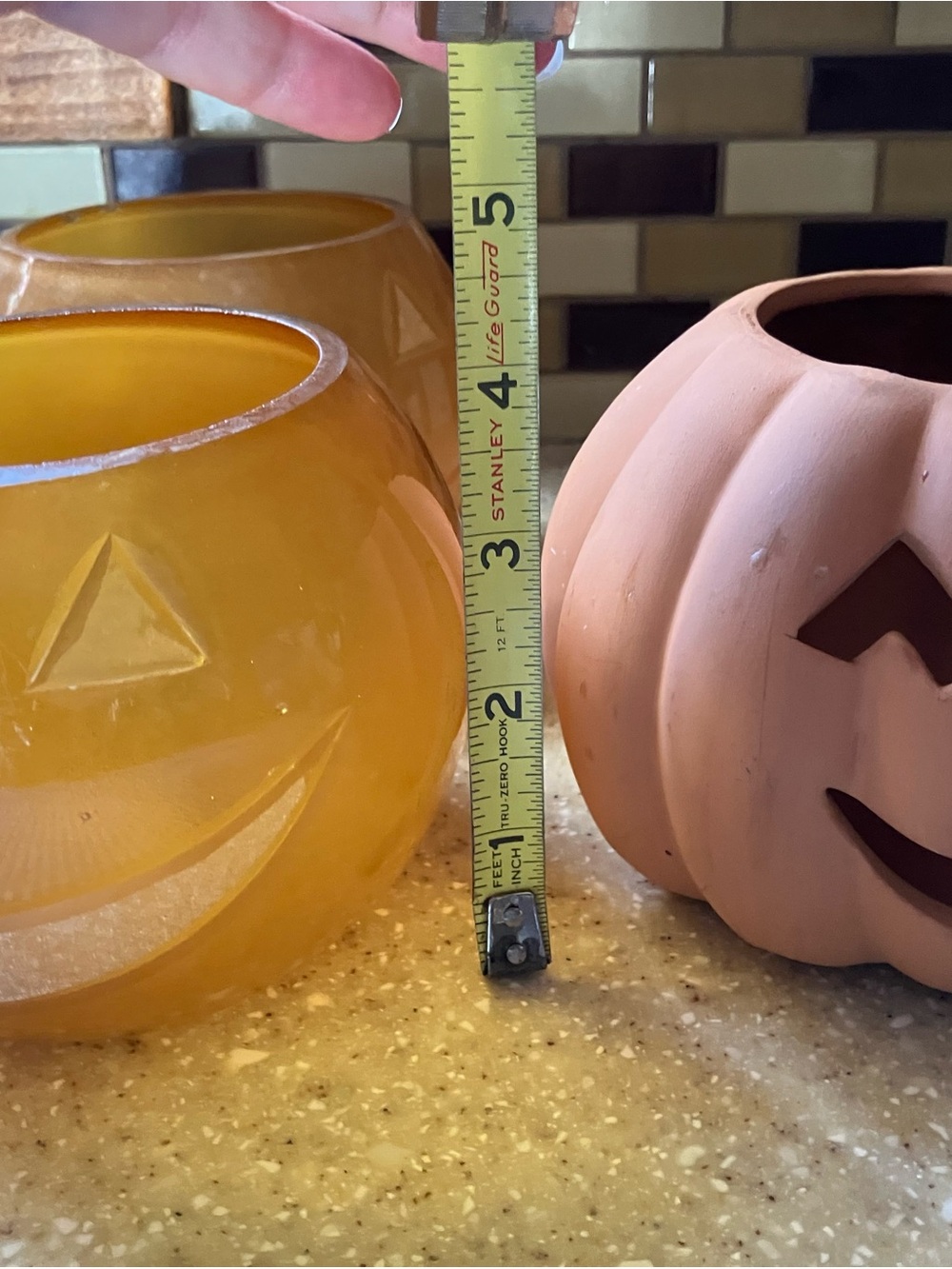 Handcrafted Pumpkin Tea Light Holders - Amber & Terracotta